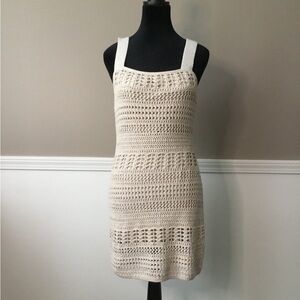 Beige Crochet Mini Dress Abercrombie & Fitch x Dede & Emily collection